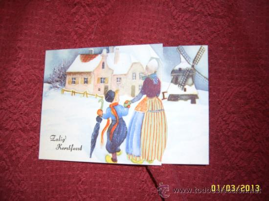 Postkarten: EXTRAORDINARIA POSTAL DE NAVIDAD HOLANDESA DESPLEGABLE.FELICITACI&Oacute;N A&Ntilde;O NUEVO.1957.