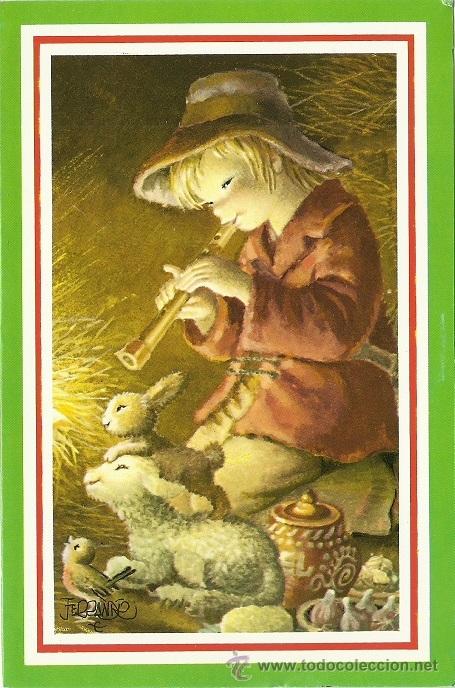 Postcards: 0810E - FERR&Aacute;NDIZ -EL FLAUTISTA EN EL PESEBRE -EDICIONES SUBI 62616.1 - DIPTICA 17,5X11,5 CM