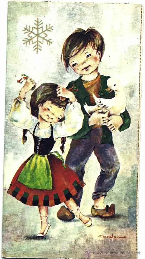 Postkarten: 0858E - EDICIONES CREACIONES n&ordm; 140.1 - DIPTICA 15,8X8,5 CM - CANTOS DORADOS - ILUSTRA CARDONA