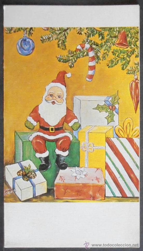 Postales: (6728)FELICITACION NAVIDE&Ntilde;A 16X9 CM APROX,PAPA NOEL,DIPTICO,NO ESCRITA,