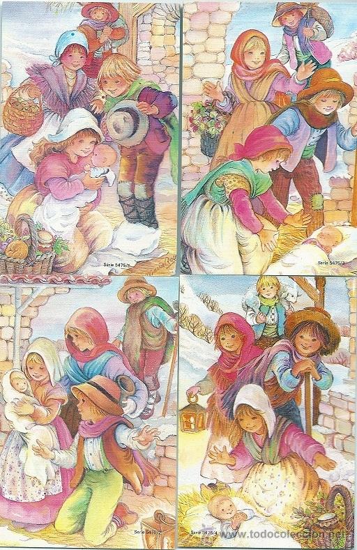 Postkarten: 2087F - LOTE 4 TARJETAS POSTALES (6,5X10 CM)SERIE 5475 COMPLETA ILUSTRA MARIA ROSA
