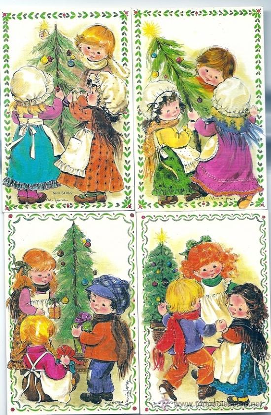 Postais: 2090F - LOTE 4 TARJETAS POSTALES NAVIDE&Ntilde;AS (10X6,5 CM CADA UNA) - SERIE 5470 COMPLETA- ILUSTRA JOSA