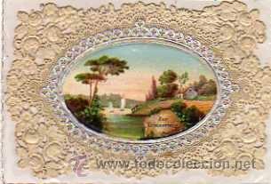 Postales: Felicitacion.  Calada. Cromo troquelado. 10 x 7 cm Zur Eriunerung