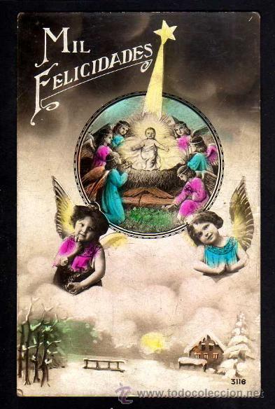 Postais: Antigua Postal . Mil Felicidades. Angeles con el ni&ntilde;o Jesus. No circulada
