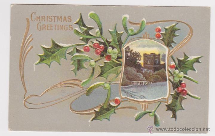 Postales: POSTAL DE NAVIDAD PRINCIPIOS SIGLO XX 1900, art nouveau, acebo y paisaje