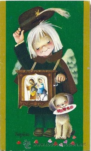 Postcards: 2072G - FERR&Aacute;NDIZ - SIMPATICA TARJETA EL ANGELILLO TOCANDO EL ORGANILLO - 10,5X6,2 CM