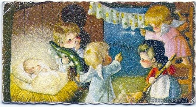 Cartes Postales: 2071H - AMPARO - ANTIGUA , PRECIOSOS ANGELITOS - DIPTICA 8X4 CM - EDICIONES SUBI SERIE 519.4