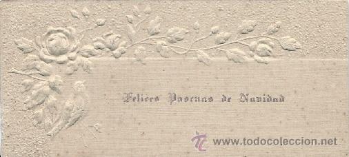 Postais: 2079H - ANTIGUA TARJETA NAVIDE&Ntilde;A - SOL&Aacute; Y DUCH - 10,5X4,8 CM- EN RELIEVE
