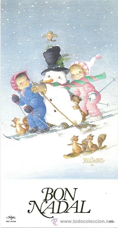 Postcards: 2016M - FERR&Aacute;NDIZ - ESQUIANDO CON UN MU&Ntilde;ECO DE NIEVE - N&ordm; 49454 FELICIDADES- 16,5X8,5 CM