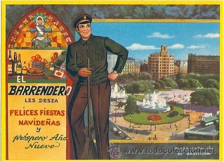 Postales: 2013V - EL BARRENDERO - FELICITACION NAVIDE&Ntilde;A 11X8 CM- 1972