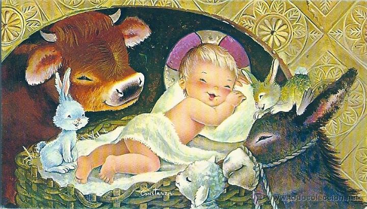 Cartoline: 0679D - EDICIONES CYZ SERIE 640.135.B -DIPTICA 10,7X6 CM- DATA 1974- ILUSTRA CONSTANZA