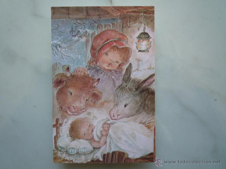 Postales: Felicitaci&oacute;n Navidad CyZ C.y Z. *Ni&ntilde;o Jes&uacute;s, Ni&ntilde;a, Establo* / Ilustra Nuria BAR&Oacute; / A&ntilde;os '80