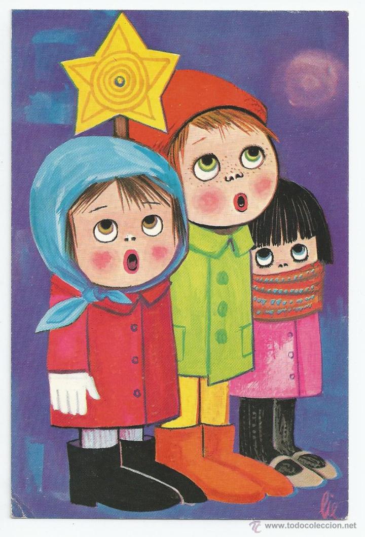 Postcards: FELICITACION NAVIDAD, NI&Ntilde;OS CANTORES - ILUSTRA LIE - A&Ntilde;O 1967