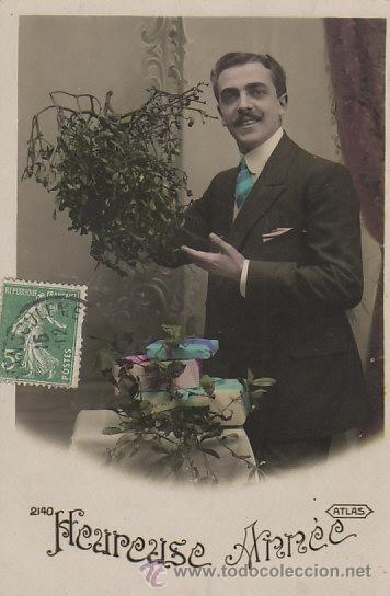 Postales: felicitacion de Navidad circulada en 1907 - Foto 1