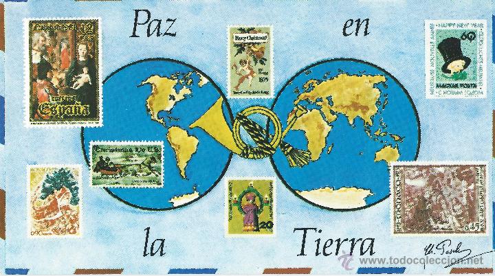 Postales: FELICITACION PAZ EN LA TIERRA-ORIGINAL PINTADO CON EL PIE-1982