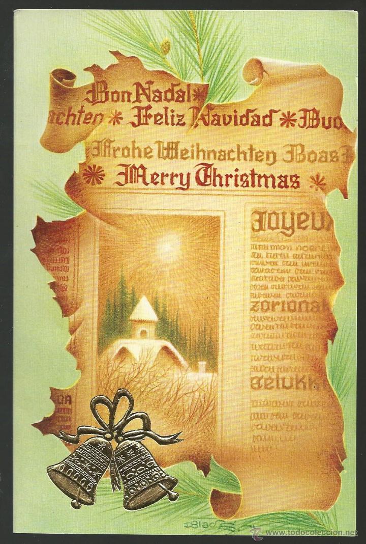 Postkarten: FELICITACION NAVIDAD *DBLAD&Eacute;* - PAISAJE NEVADO Y CAMPANAS - DIPTICA, 17,5X11,5 CM