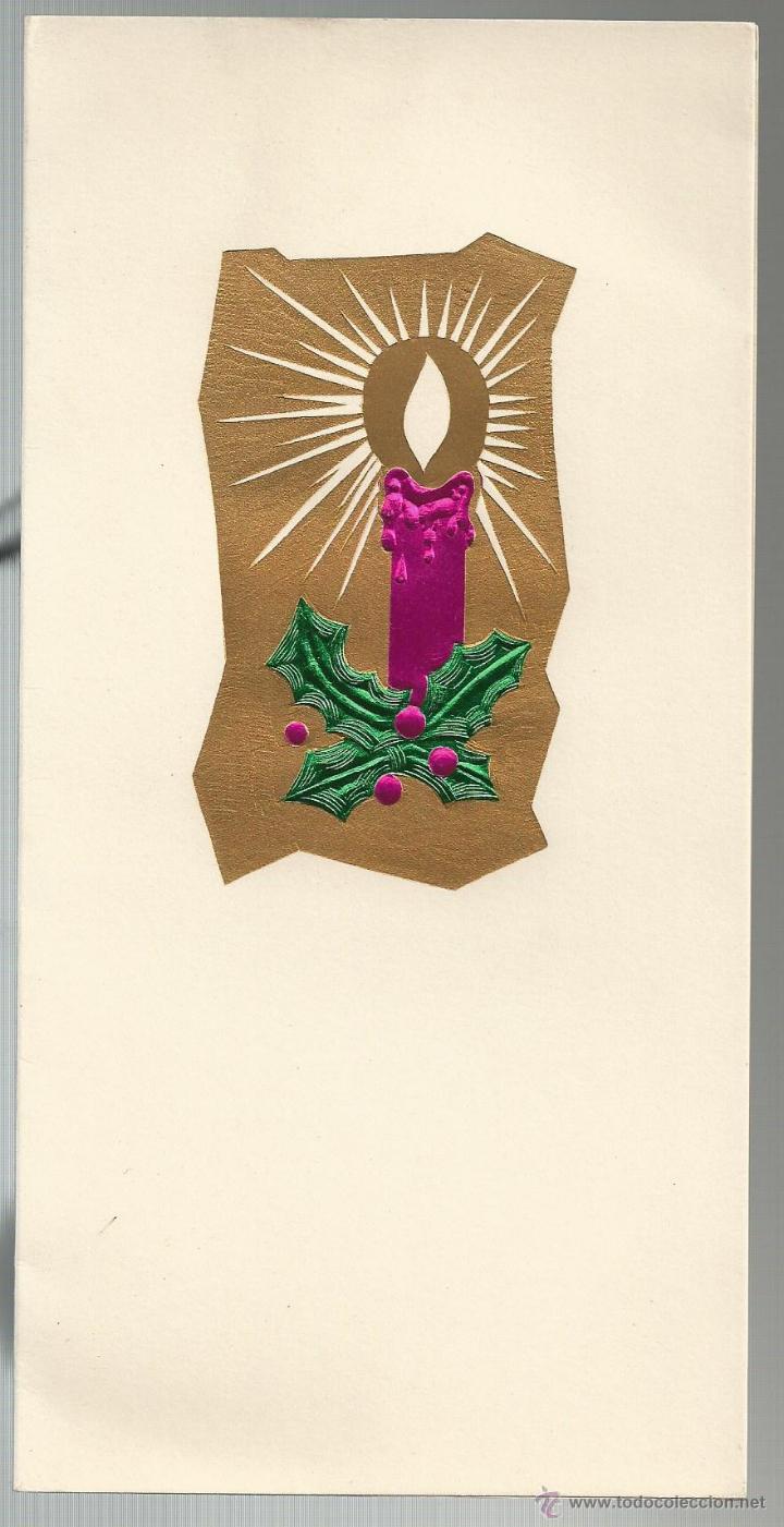 Postkarten: FELICITACION NAVIDAD *ADORNO NAVIDE&Ntilde;O CON VELA* - EN RELIEVE - DIPTICA, 21X10,5 CM, A&Ntilde;O 1979