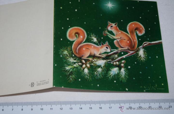 Postales: BONITA TARJETA ANTIGUA CON FELICITACION NAVIDE&Ntilde;A, DIBUJO DE E. GISBERT SOLE, A&Ntilde;OS 50