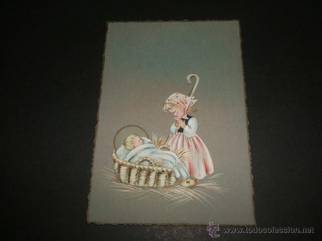 Postales: FELICITACION NAVIDAD PINTADA A MANO - Foto 1
