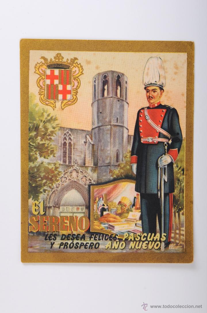 Postkarten: ANTIGUA FELICITACION EL SERENO LES DESEA FELICES PASCUAS Y PROSPERO A&Ntilde;O NUEVO