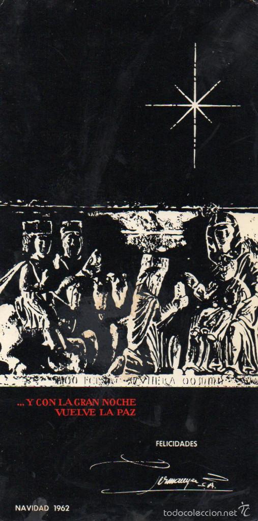 Postales: Y con la gran noche vuelve la paz,Navidad 1962,publicidad Permanyer Motocicletas Montesa