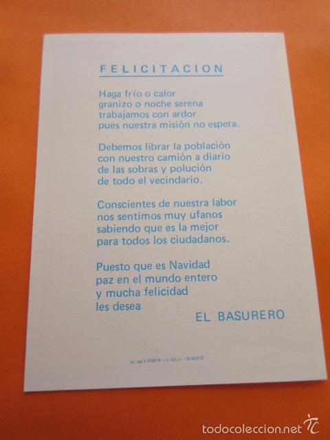 Postales: FELICITACION EL BASURERO - -  A&Ntilde;O 1976 - Foto 2