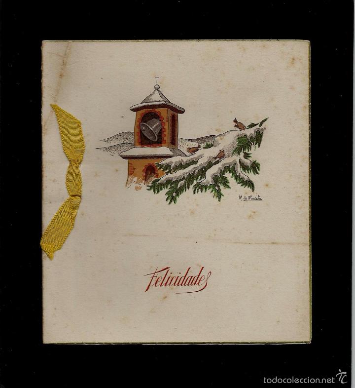 Postais: ANTIGUA FELICITACION NAVIDAD - A&Ntilde;OS 40 - DIBUJO DE M. DE OLARIETA - SIN CIRCULAR.