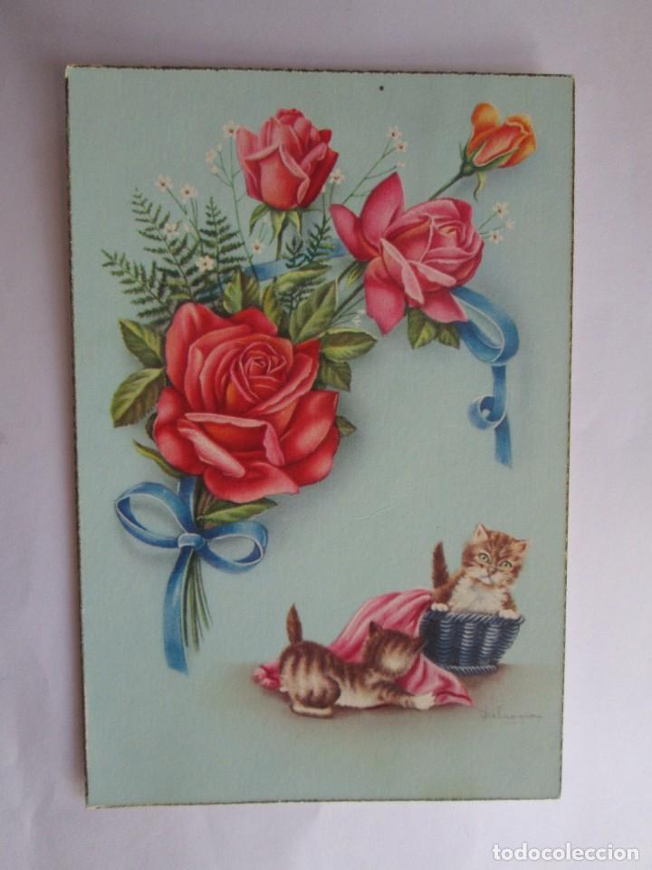Postais: ROSAS GATITOS NAVIDAD. KITTENS ROSES DE NO&Euml;L. CHRISTMAS. 1963