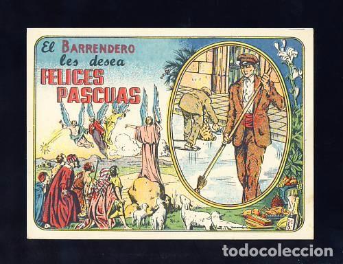 Postkarten: Felicitacion navide&ntilde;a de oficios: EL BARRENDERO