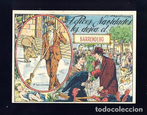 Postcards: Felicitacion navide&ntilde;a de oficios: EL BARRENDERO