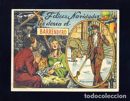 Postkarten: Felicitacion navide&ntilde;a de oficios: EL BARRENDERO