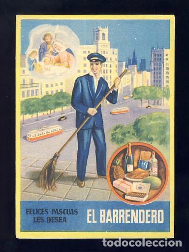 Postcards: Felicitacion navide&ntilde;a de oficios: EL BARRENDERO