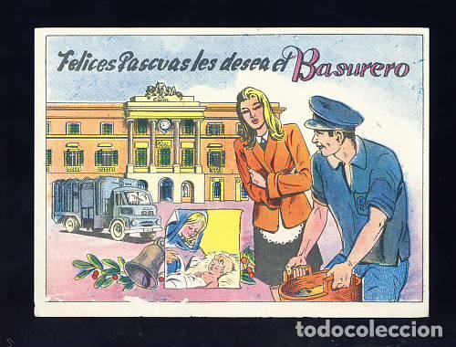 Postales: Felicitacion navide&ntilde;a de Oficios: EL BASURERO
