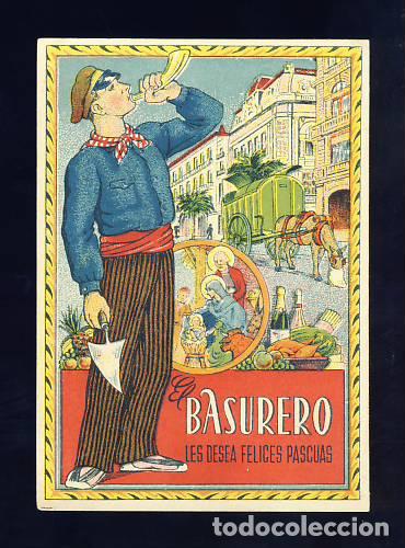Postales: Felicitacion navide&ntilde;a de Oficios: EL BASURERO - Foto 1