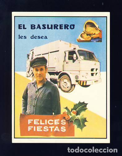 Postais: Felicitacion navide&ntilde;a de Oficios: EL BASURERO