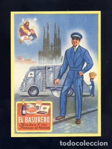 Postkarten: Felicitacion navide&ntilde;a de Oficios: EL BASURERO