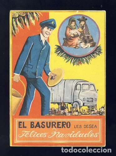 Postkarten: Felicitacion navide&ntilde;a de Oficios: EL BASURERO