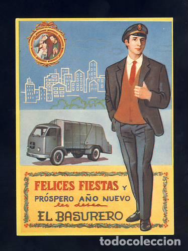 Postais: Felicitacion navide&ntilde;a de Oficios: EL BASURERO