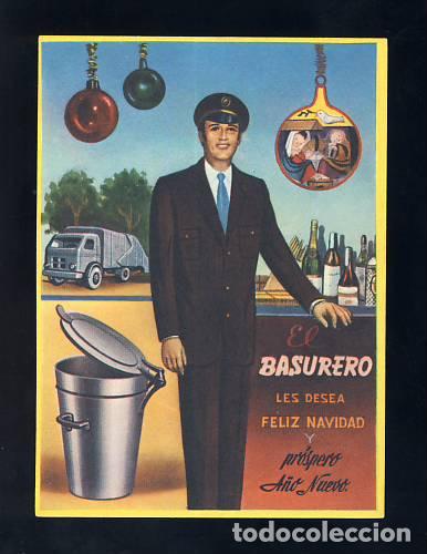 Postais: Felicitacion navide&ntilde;a de Oficios: EL BASURERO