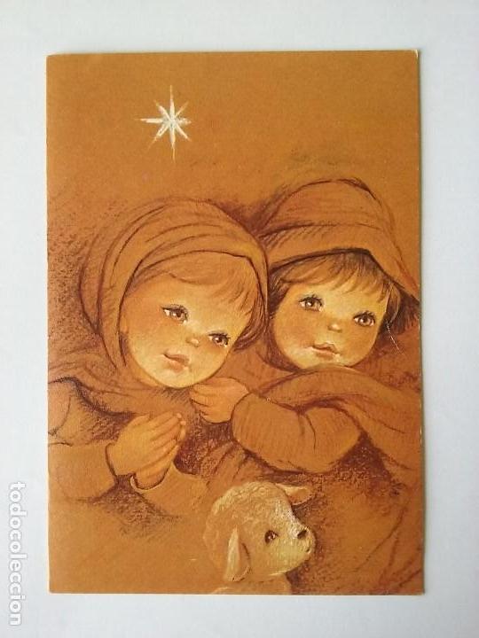 Postcards: POSTAL NAVIDAD. NI&Ntilde;OS PASTORES. COLECCION PERLA. 6529/B. 1978. DIPTICA. ESCRITA.
