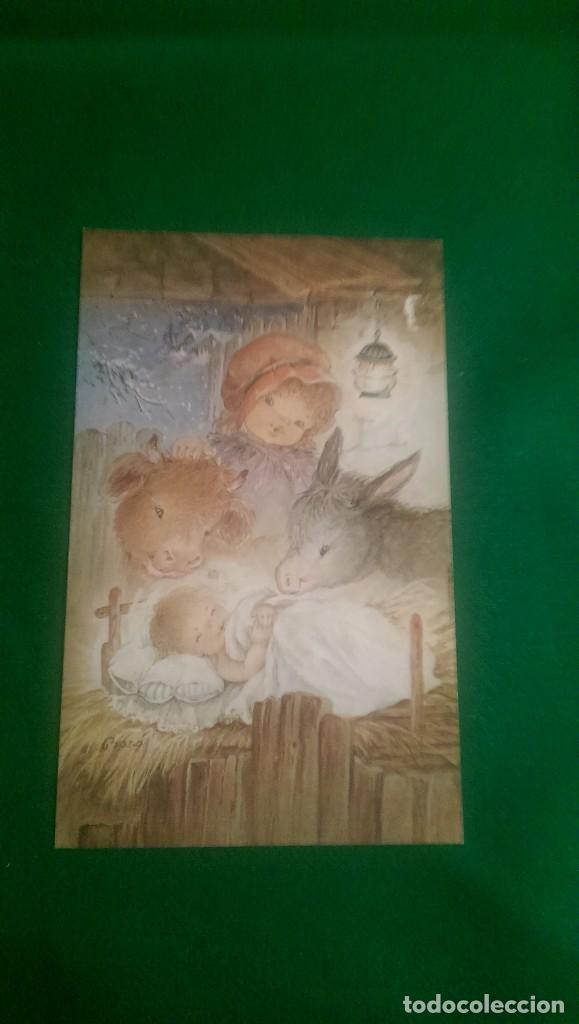 Postales: POSTAL NAVIDE&Ntilde;A &laquo;ESTABLO CON NI&Ntilde;O, BUEY Y MULA&raquo; A&Ntilde;O 1987.8,5 X 13,5 CMS. MANUSCRITA SERIE 7567126-C