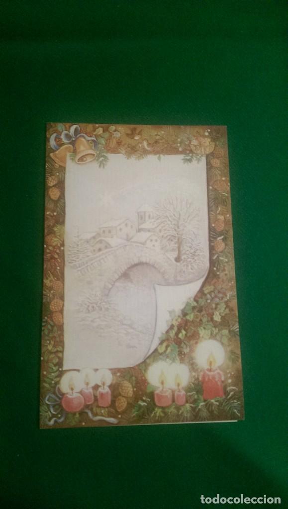 Postcards: POSTAL NAVIDE&Ntilde;A &laquo;PAISAJE NEVADO CON PUENTE&raquo; A&Ntilde;O 1987.DOBLE. 8,5 X 13,5 CMS. MANUSCRITA SERIE 6348/1