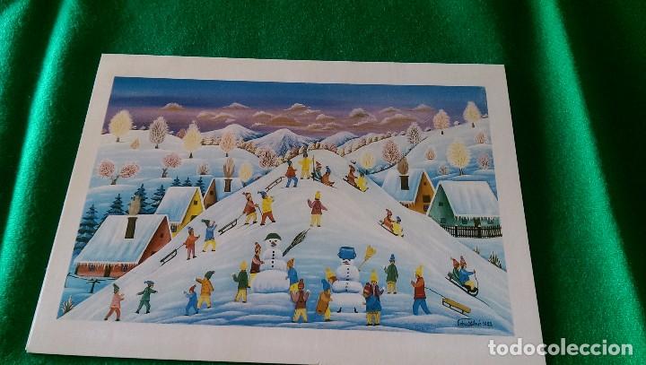 Postales: POSTAL NAVIDE&Ntilde;A UNICEF &laquo;ESCENA DE INVIERNO &raquo; DOBLE 11 X 15,5 CMS.MANUSCRITA