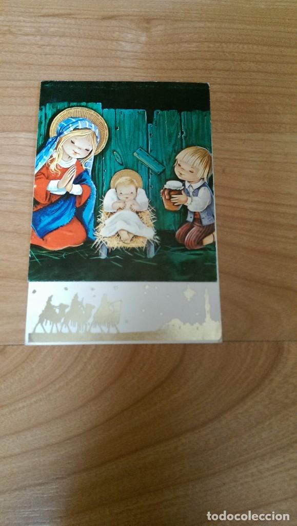 Postkarten: POSTAL NAVIDE&Ntilde;A &laquo;ESTABLO CON VIRGEN Y NI&Ntilde;O Y PASTORCILLO HACIENDO OFRENDA&raquo; A&Ntilde;O 1970