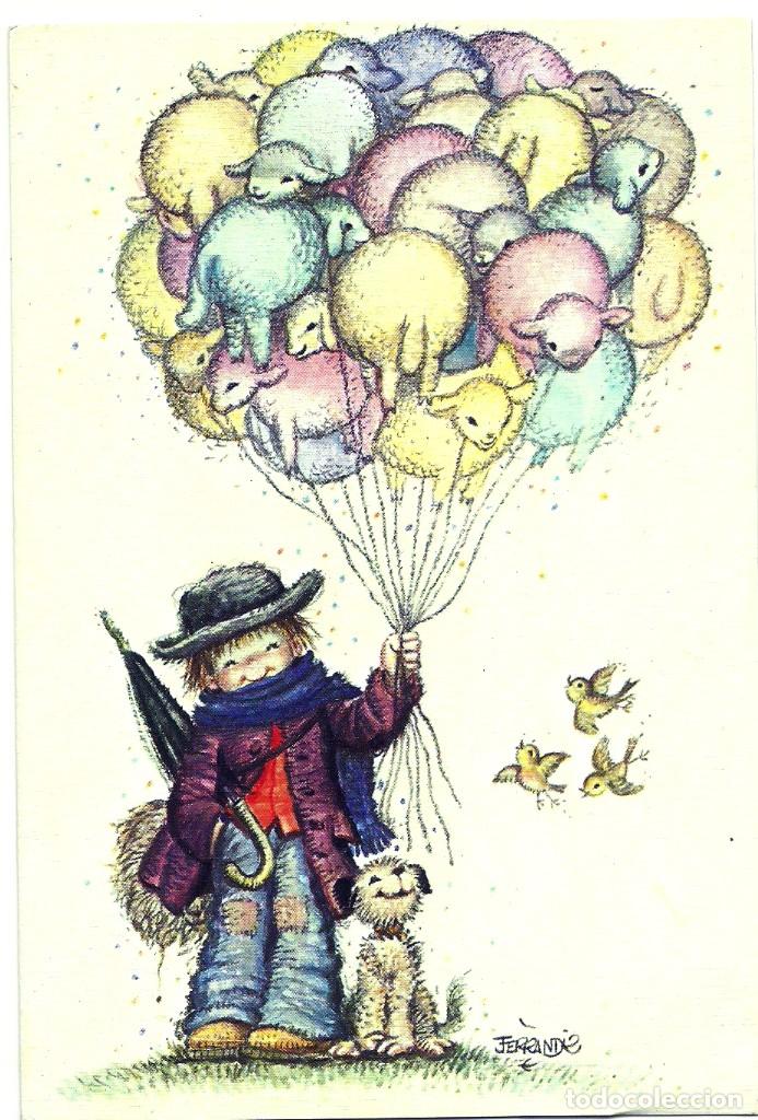 Cartes Postales: 0864I - ORIGINAL FERR&Aacute;NDIZ - EDICIONES SUBI SERIE N.1924.2 - PASTOR DE GLOBOS - DIPTICA 17X11,5 CM