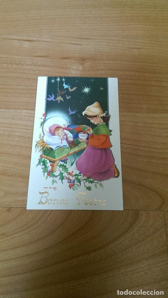 Postcards: ANTIGUA POSTAL NAVIDE&Ntilde;A &laquo;NI&Ntilde;O EN CUNA Y MUJER DANDO COMIDA&raquo; SERIE 770/128-C