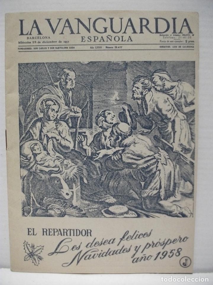 Postkarten: PEQUE&Ntilde;O DIARIO DE LA VANGUARDIA FELICITACION DE PASCUAS A&Ntilde;O 1958