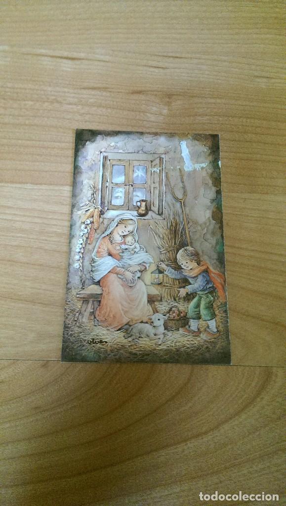 Postcards: ANTIGUA POSTAL NAVIDE&Ntilde;A VIVES &laquo;VIRGEN CON NI&Ntilde;O EN ESTABLO CON NI&Ntilde;O Y OVEJAS&raquo; SERIE 5886/2