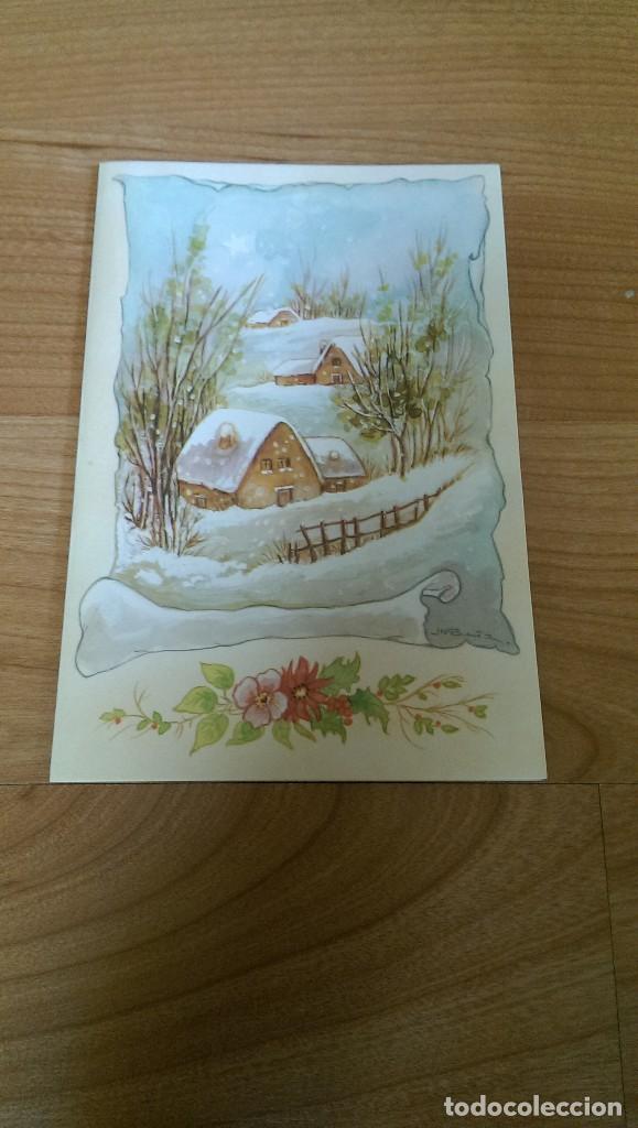 Cartes Postales: ANTIGUA POSTAL NAVIDE&Ntilde;A &laquo;PAISAJE NEVADO CON FLORES&raquo; SERIE 590