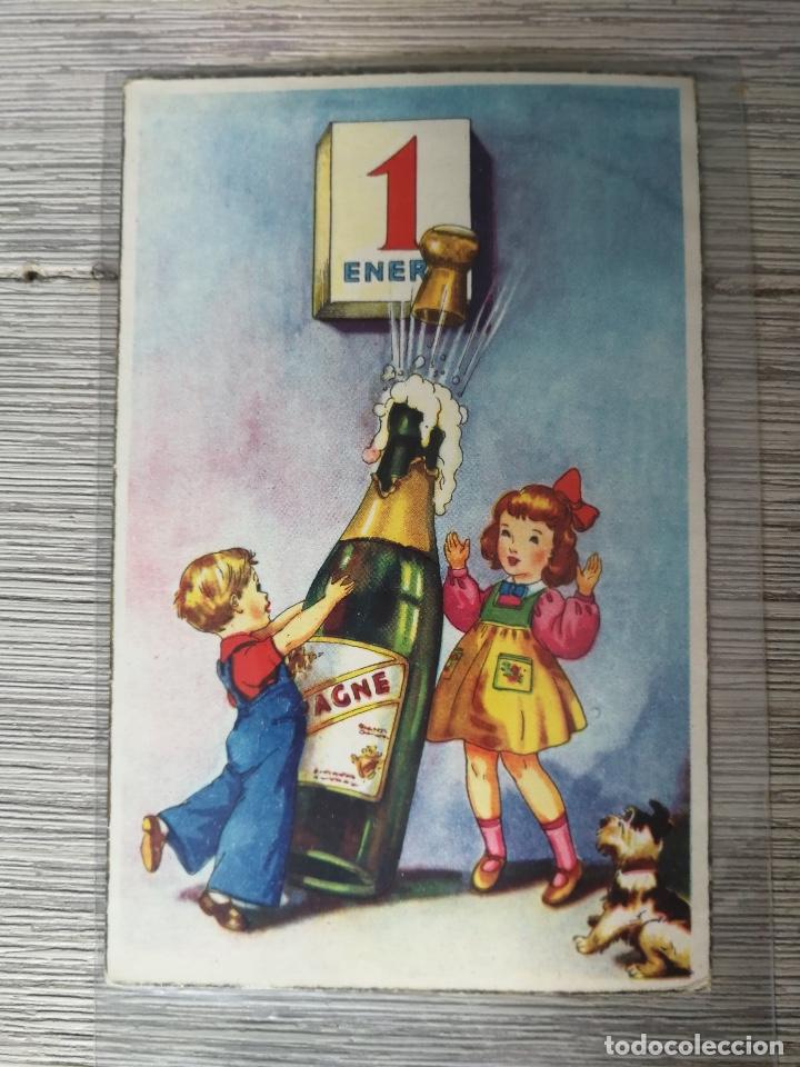 Postais: ANTIGUA Y BONITA POSTAL DE A&Ntilde;O NUEVO - 1 ENERO - NAVIDAD - A&Ntilde;O 1946 - EDICIONES COLON - ESCRITA PERO